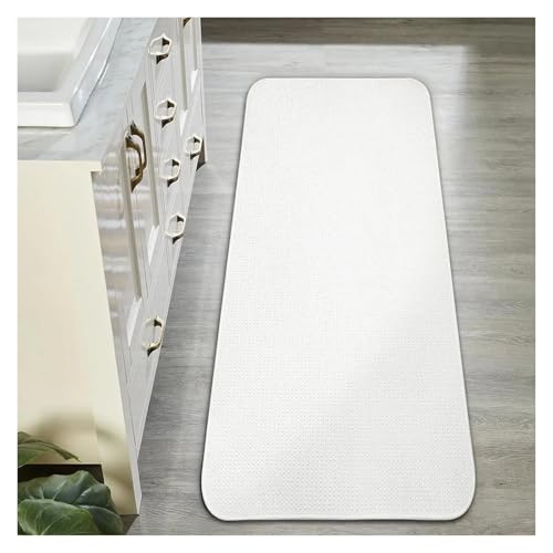 HDKAH Badematte,Ultradünne Badteppiche,Gummi-Badematten for Das Badezimmer,Schnelltrocknend,rutschfest,Maschinenwaschbar,Passend Unter Die Tür(White) von HDKAH