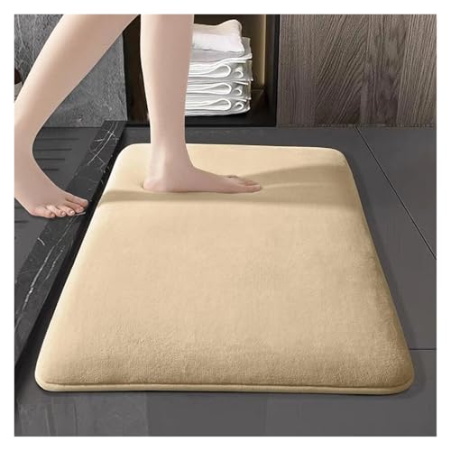 HDKAH Badezimmerteppich, rutschfeste Badezimmermatte, ultraweiche Bodenmatte, rutschfeste, wasserabsorbierende Bodenmatte, Fußmatte for die Heimdekoration(Beige,50cmx80cm) von HDKAH