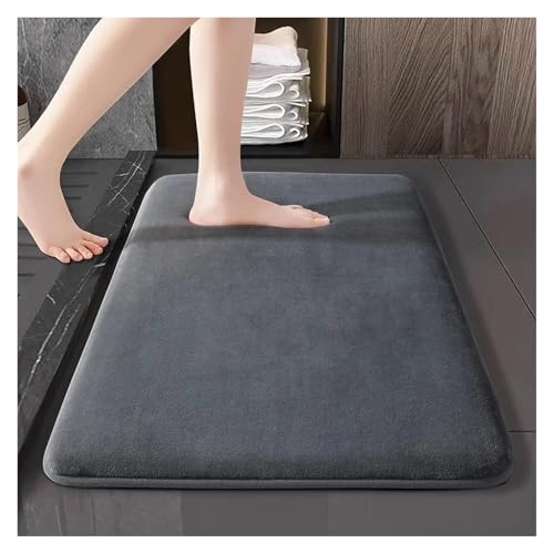 HDKAH Badezimmerteppich, rutschfeste Badezimmermatte, ultraweiche Bodenmatte, rutschfeste, wasserabsorbierende Bodenmatte, Fußmatte for die Heimdekoration(Black,50cmx80cm) von HDKAH