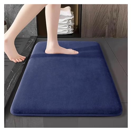 HDKAH Badezimmerteppich, rutschfeste Badezimmermatte, ultraweiche Bodenmatte, rutschfeste, wasserabsorbierende Bodenmatte, Fußmatte for die Heimdekoration(Navy Blue,50cmx80cm) von HDKAH