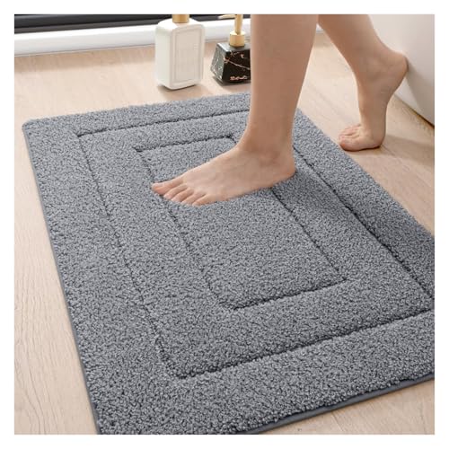 HDKAH Badezimmerteppich 36x24, waschbare Badematte for den Duschboden, saugfähige, weiche Badematte mit Gummirückseite,(Black) von HDKAH