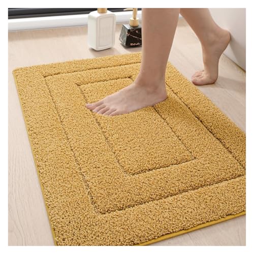 HDKAH Badezimmerteppich 36x24, waschbare Badematte for den Duschboden, saugfähige, weiche Badematte mit Gummirückseite,(Yellow) von HDKAH