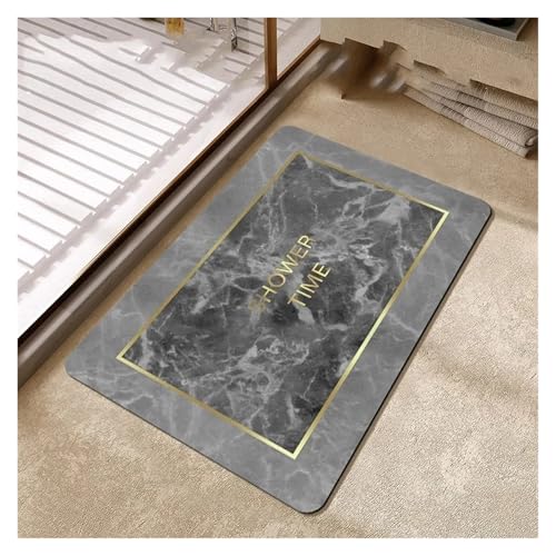 HDKAH Badezimmerteppiche Soft Earth Bodenmatte Super saugfähig Toilettenteppich Türfußmatten Bad rutschfeste Gummi-Duschteppichunterlage(White Grey,40x60cm) von HDKAH