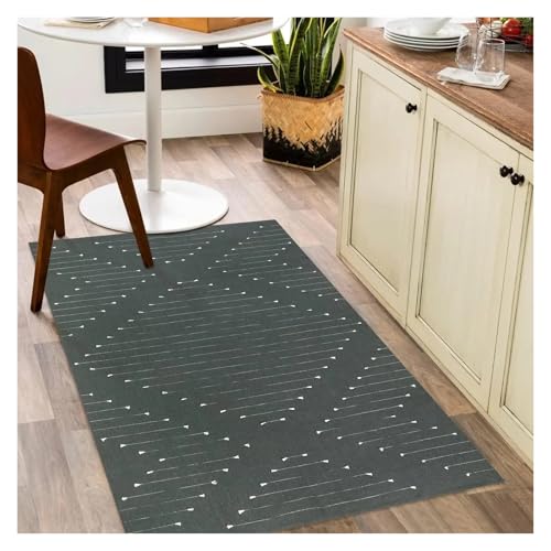 HDKAH Boho Schwarzer Teppich for die Küche, 3' X 5' Waschbarer Teppich for den Eingangsbereich, Baumwollteppich Morden Indoor(Black) von HDKAH