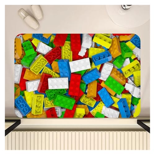 HDKAH Bunte geometrische Bausteine ​​Spielzeug Eingangstürmatte Waschbar rutschfest Wohnzimmer Sofa Stühle Bereich Matte Küche(Color,50x80cm) von HDKAH