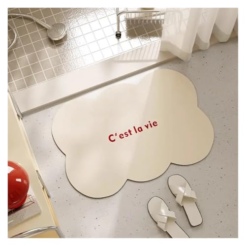 HDKAH Einfarbige Kieselgur-Schnelltrocknungsmatte, wasserabsorbierende Türfußmatte for das Badezimmer, multifunktional(Beige,40X60cm 15.7X23.6in) von HDKAH