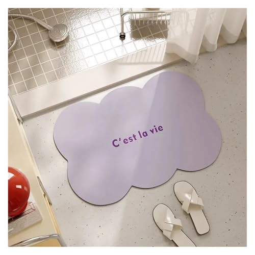 HDKAH Einfarbige Kieselgur-Schnelltrocknungsmatte, wasserabsorbierende Türfußmatte for das Badezimmer, multifunktional(Purple,60X90cm 23.6X35.4in) von HDKAH