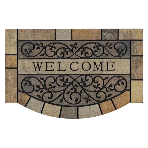 HDKAH Eingangstürmatte Europäischer Retro-Willkommensteppich Hausgarten-Innenhof-Dekoration Fußmatte Teppiche außerhalb der Haustüren(Gray khaqi,120x190cm) von HDKAH
