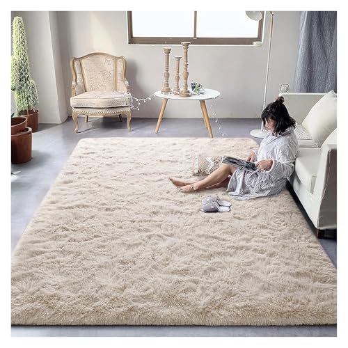 HDKAH Flauschiger Plüschteppich for Wohnzimmer, Moderne Heimdekoration, Kinderzimmer, Schlafzimmer, Nachttisch, großer Teppich, Spiel, Krabbelmatte, Kinderzimmerteppich(Camel,80x160cm(31.5x63in)) von HDKAH