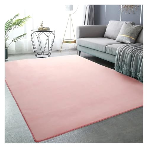 HDKAH Korallensamt-Teppiche for die Moderne Wohnzimmerdekoration, Dicker, kurzer Plüsch-Bereichsteppich, Kinderschlafzimmer, Spiel- und Krabbelmatte, Balkonkissen(Pink,140x200cm 55x78in) von HDKAH
