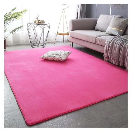 HDKAH Korallensamt-Teppiche for die Moderne Wohnzimmerdekoration, Dicker, kurzer Plüsch-Bereichsteppich, Kinderschlafzimmer, Spiel- und Krabbelmatte, Balkonkissen(Rose Red,60x160cm 23.6x63in) von HDKAH