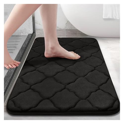 HDKAH Memory Foam Badezimmerteppich, ultraweich, rutschfest, wasserabsorbierend, Badematte, Duschmatte, Badezimmerboden-Fußmatte(Dark Gray,43x61cm(17x24inch)) von HDKAH