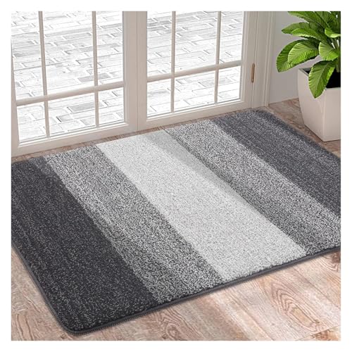 HDKAH Niedrigprofilmatte, Fußmatte, Türmatte, rutschfeste Fußmatte for den Innenbereich, super saugfähig, Willkommens-Badezimmerteppich, Haustürteppich(Gray,61x92cm) von HDKAH