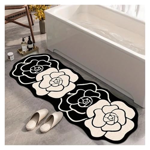 HDKAH Personalisiertes Design Kamelienblume Flauschiger Teppich Badezimmer Absorbierende Fußmatte rutschfeste Bodenmatte Wohnkultur Minimalistischer Schlafzimmerteppich(50x150cm 19.7x59in) von HDKAH