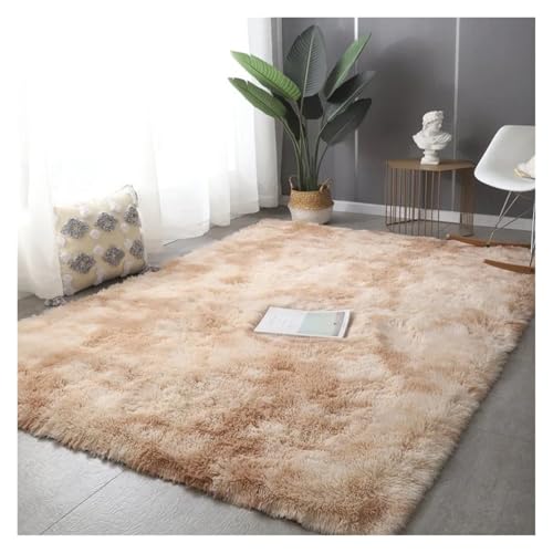 HDKAH Plüschteppich for Wohnzimmer-Sofa-Bodenkissen, moderner, weicher, Flauschiger Heimteppich for Kinderzimmer, Spielteppich, (Camel,80x120cm) von HDKAH