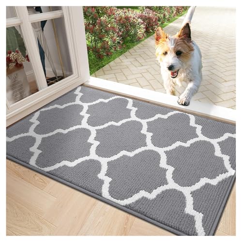 HDKAH Saugfähige, schmutzabweisende Eingangsmatte, waschbare Bodenmatte, modische Fußmatte for Zuhause, geometrisches Muster, Fußmatte for den Innenbereich(Dark Gray,80X120cm(32X48inch)) von HDKAH