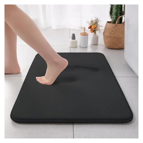 HDKAH Verdickter, einfarbiger, saugfähiger Teppich aus Flanell for das Badezimmer, Fußmatte for den Eingangsbereich des Badezimmers(Dark Gray,50cm x 80cm) von HDKAH