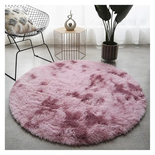 HDKAH Weiche Runde Teppichunterlage, Weißer Teppich, Wohnzimmer, Schlafzimmer, Kinderzimmer, Spielbereich, Fußmatten, Heimdekoration, Teppiche(Deep Purple,100X100CM (3.3X3.3FT) von HDKAH