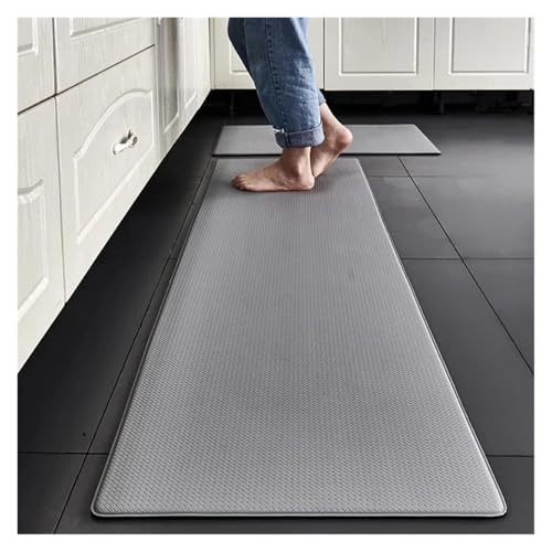 Küchenmatte PU-Leder-Fußmatten Wasserdicht Ölbeständig Rutschfester PVC-Teppich Home Balkon Korridor Dekor Eingangsfußmatte(Grey,45x150cm) von HDKAH