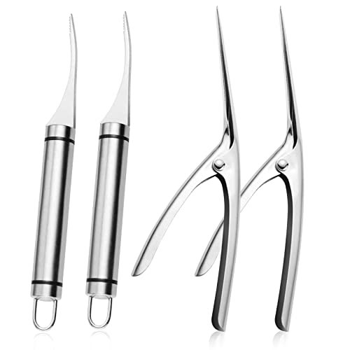 4 Pack Garnelenmesser aus Edelstahl, Garnelenschäler, Shrimp Peeler, 5 in 1 Multifunctional Shrimp Line Fish Maw Knife, Leicht zu Reinigen, Guter Helfer in der Küche von HDKAJL