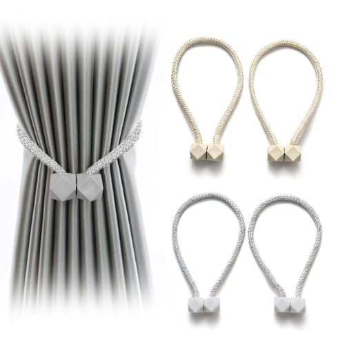 HDKAJL Magnetische Vorhang Raffhalter, 4 Stück Raffhalter für Gardinen, Starke Magnetische Vorhang-Raffhalter, Vorhang Halter Schnallen,Raffhalter für Zuhause Schlafzimmer Kinderzimmer Büro Dekorative von HDKAJL