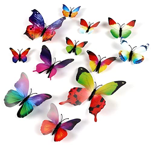 HDKAJL 3D Schmetterlinge Deko, 72 Stück Bunte Schmetterling Wanddeko Aufkleber Wandaufkleber Schmetterlinge Dekoration Schmetterling Wandtattoo für Kinderzimmer Schlafzimmer Wohnzimmer Fasching Deko HDKAJL 3D Schmetterlinge Deko, 72 Stück Bunte Schmetterling Wanddeko Aufkleber Wandaufkleber Schmetterlinge Dekoration Schmetterling Wandtattoo für Kinderzimmer Schlafzimmer Wohnzimmer Fasching Deko von HDKAJL