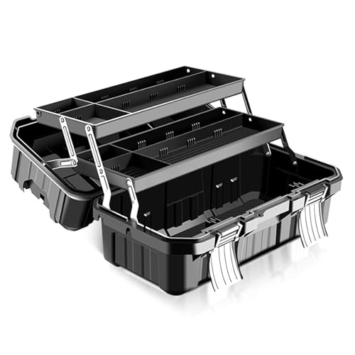 HDKEAN Dreischichtige Metall-Werkzeugkasten, tragbar mit Griff, multifunktional zur Reparatur HDKEAN Dreischichtige Metall-Werkzeugkasten, tragbar mit Griff, multifunktional zur Reparatur von HDKEAN