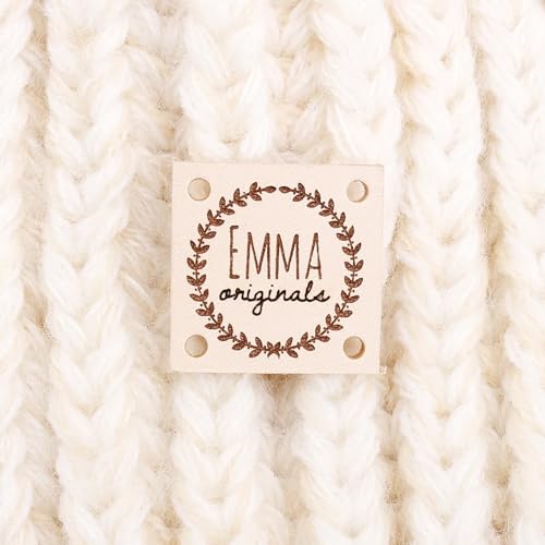 25 Stück Label Leder Personalisiert Aus Leder Mit Logo/Text, Kleider Etiketten, Personalisiert Handmade Label Zum Annähen, DIY Hüte Taschen Nähen Zubehör (30 x 20mm) von HDLOVE