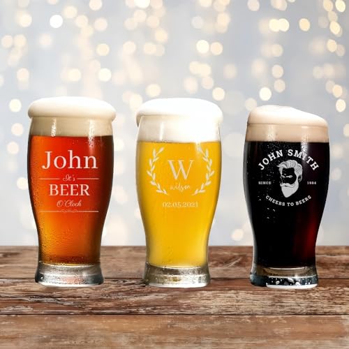 HDLOVE Bierglas mit individueller Gravur, Biergläser mit individuellem Namen und Jubiläumsdatum, als Geschenk for Vatertag/zum Trauzeugen und for die Sammlung von Bierliebhabern von HDLOVE