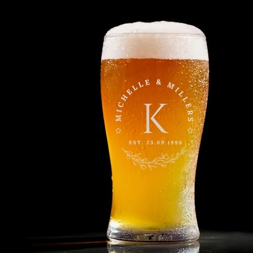 HDLOVE Individuelles Bierglas, Personalisiertes Graviertes Glas Mit Namen Und Datum Bierglas Mit Ihrem Logo Oder Text Für Den Täglichen Gebrauch Geschenke Für Liebhaber von HDLOVE