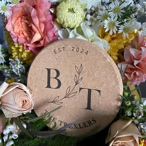 Personalisierte Korkuntersetzer, Rustikale Runde Getränkeuntersetzer Aus Holz Mit Text/Bild, Rutschfeste Korkuntersetzer For Bar/Küche, Gastgeschenke For Hochzeitsgäste Und Firmengeschenke(1PCS) von HDLOVE