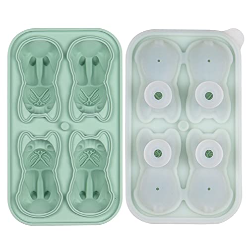 4 Hohlraum 3d Bulldoggenform Eiswürfel Formen Wiederverwendbare Eiswürfelschale Silikonformschale Für Whisky Spirituosen Cocktails von HDOYTXXM