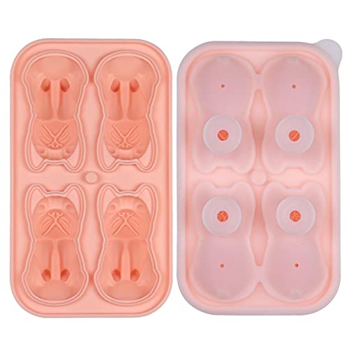 4 Hohlraum 3d Bulldoggenform Eiswürfel Formen Wiederverwendbare Eiswürfelschale Silikonformschale Für Whisky Spirituosen Cocktails von HDOYTXXM