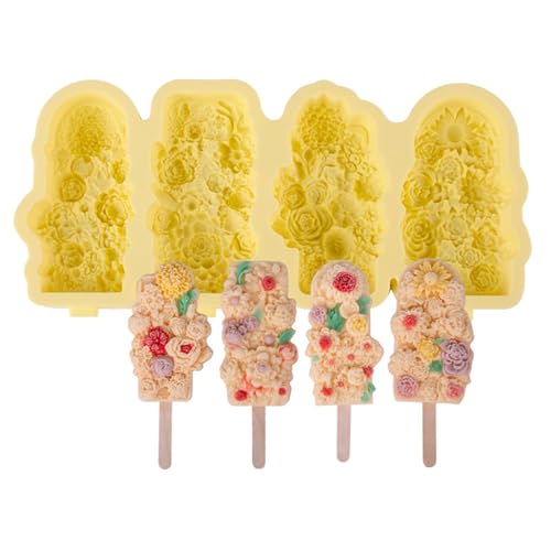 Blumenform ICes Creme Formen 4 Hohlraum Silikon Stiel Ices Ices Würfel Tablett Maker Backkuchen Süßigkeiten Schimmelpilze Blumenform ICes Creme Formen 4 Hohlraum Silikon Stiel Ices Ices Würfel Tablett Maker Backkuchen Süßigkeiten Schimmelpilze von HDOYTXXM