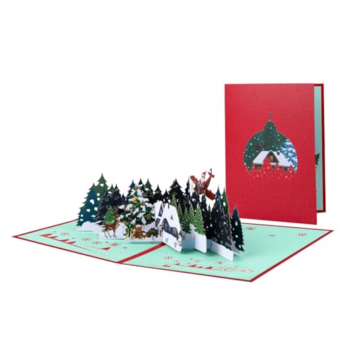 HDOYTXXM Elegantes Weihnachtsfest Thema Popup Grußkarte Handgefertigte Festivalgeschenke Postkarte Mit Umschlagfestern Überraschungskarte Special Weihnachten Überraschung von HDOYTXXM