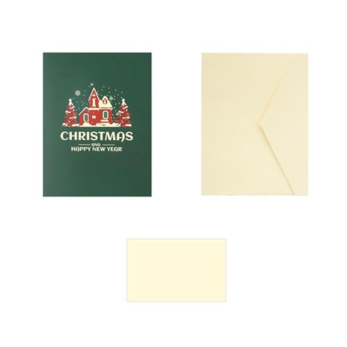 HDOYTXXM Handgefertigte Häuser Häuser Weihnachtskarte Elegante Weihnachtspopup Stylish Paper Craft Für Saisonale Grußpapier von HDOYTXXM