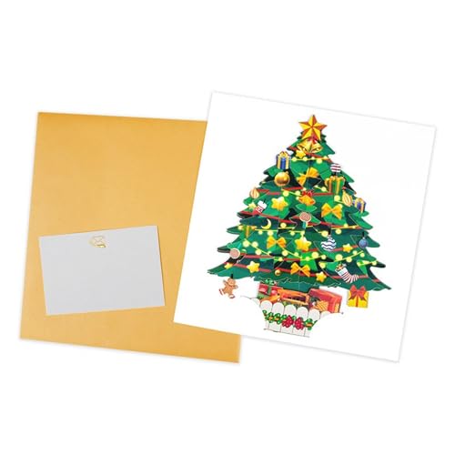 HDOYTXXM Kreative Festives Christmas Tree LED Lights Card Faltbare Grußkarte Mit Umschlag Handgefertigtes Postkartenfestes Partyzubehör von HDOYTXXM