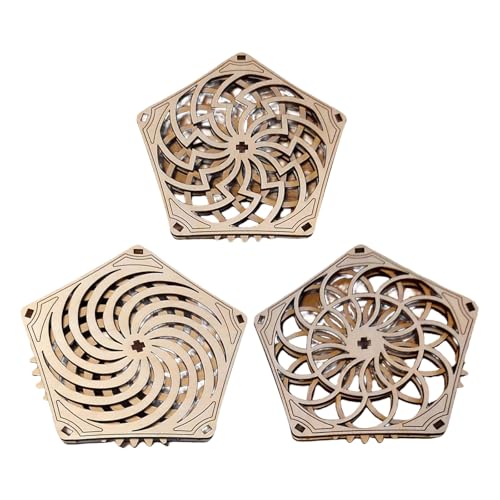 Packung Mit 3 Rotierenden Untersetzern Holz Placemat Hohlhölzer Esstisch Isolierkissen Für Home Office Decoration von HDOYTXXM
