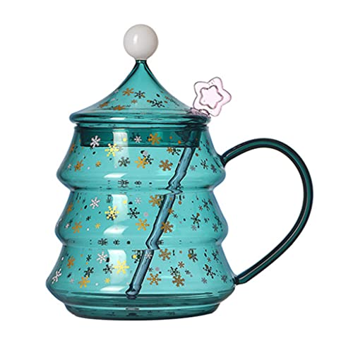 Weihnachtsbaum Geformte Kaffeetasse Glas Tassen Mit Deckellöffel Hitzebeständiger Borosilikatglasmaterial 2 Größen Wählen Sie Weihnachtsbaum Form Kaffeetassen. von HDOYTXXM