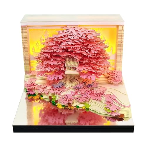 2026 3D Tischkalender 3D Kalender 2026 Baum Notizblock, Zauberbaum Abreisskalender 2026 TäGlich 3D Memo Block Kreativer Papierschnitzerei Abnehmbarer Kalender Für Weihnachten, Thanksgiving (B) von HDQQEU