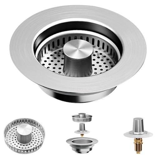 Abflusssieb Edelstahl Sieb Spülbecken,Pop-Up Abflusssieb Küchenspüle, Abflussstopfen Küchenspüle Universal Küche Waschbecken Sieb für Bohrung 75-86mm,Verhindern Gerüche Spülen (1 STK) von HDQQEU
