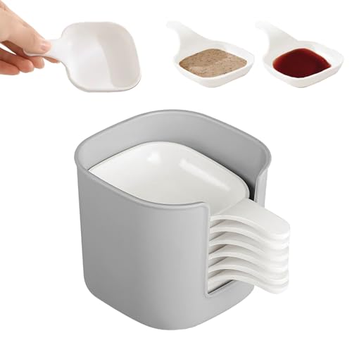 Dip SchäLchen Weiß 6 StüCk Stapelbar SaucenschäLchen Klein Mit Halter, Mini Dip SchäLchen, Rechteckige SoßEnschäLchen GewüRzschalen FüR Partys Und Picknicks (1 Set) von HDQQEU