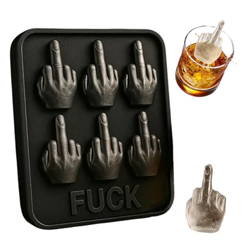 Eiswürfelform Mittelfinger Silikon EiswürfelbehäLter Lustige Eisform Wiederverwendbare 3D Funny Ice Cube Tray Für Whisky, Cocktails & Partygetränke (Schwarz) von HDQQEU