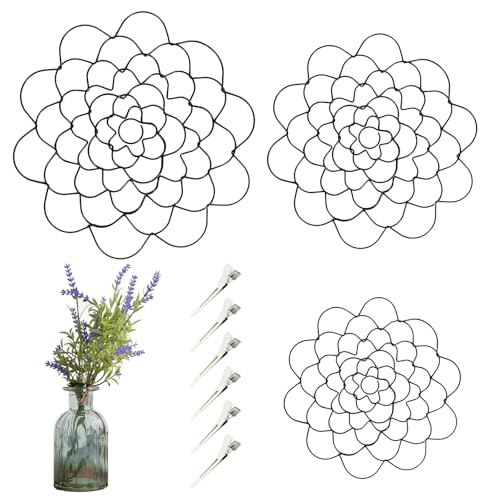 HDQQEU Blumenretter Stielhalter Blumen 4/5/6inch Blumenhalter Faltbar Bouquet Twister mit Klammern, Wiederverwendbar Blumengitter Blumenigel Für Vasen Blumenarrangements (Schwarz, 3 STK) von HDQQEU
