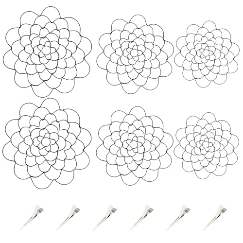 HDQQEU Blumenretter Stielhalter Blumen 4/5/6inch Blumenhalter Faltbar Bouquet Twister mit Klammern, Wiederverwendbar Blumengitter Blumenigel Für Vasen Blumenarrangements (Silber, 6 STK) von HDQQEU