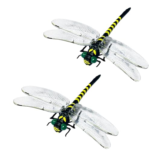 HDQQEU Libellen Hut Clip 12cm 3D Dragonfly Clip Realistische Libellen Attrappe Libellen-Figur FüR Innen- Und AußEnbereich, Dekoration (2 STK) von HDQQEU