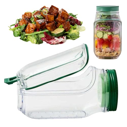 HDQQEU Salad Pod,Vertical Layering Salad Pod Built-In Bowl Design,Fresh Salad Bowl Compact Smart Container, Salatkapsel Portable Containers Keep It Fresh Container with Leak Proof Sauce Box (1 STK) von HDQQEU