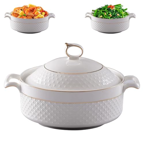 Keramische Runde Auflaufform Mit Deckel Ofen Safe, 1,5 L Antihaft Schmortopf, Suppentopf Keramik Mit Griffen, Ceramic Soup Pot FüR KüChe Backen Schmoren, Mikrowellen- Und SpüLmaschinenfest, 20cm Keramische Runde Auflaufform Mit Deckel Ofen Safe, 1,5 L Antihaft Schmortopf, Suppentopf Keramik Mit Griffen, Ceramic Soup Pot FüR KüChe Backen Schmoren, Mikrowellen- Und SpüLmaschinenfest, 20cm von HDQQEU