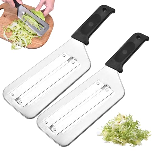 Kohlschneider Manuell Kohlmesser Krauthobel Edelstahl Krautsalat Schneider Doppelschicht GemüSeschäler Multifunktional Zerkleinerer Cabbage Shredder Für Sauerkraut Krautsalat (2, Schwarz) von HDQQEU