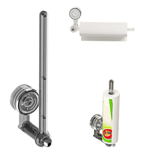 KüChenrollenhalter Ohne Bohren, Multifunktionale AufhäNgestange Mit Saugnapf Drehbares Design, Papierrollenhalter KüChe Wand Rollenhalter FüR KüChe & Bad (Grau, 29cm) von HDQQEU